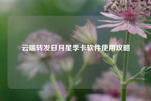 云端转发日月星季卡软件使用攻略