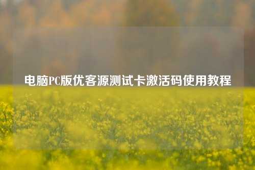 电脑PC版优客源测试卡激活码使用教程