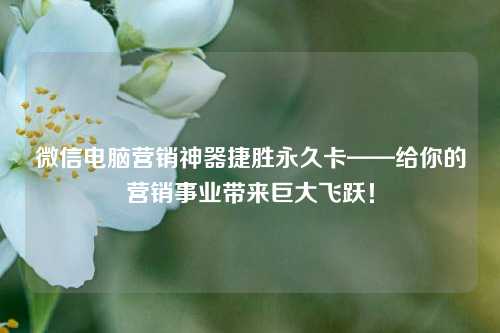 微信电脑营销神器捷胜永久卡——给你的营销事业带来巨大飞跃！