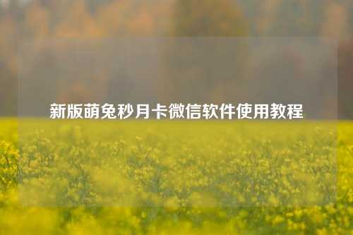 新版萌兔秒月卡微信软件使用教程