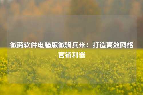 微商软件电脑版微骑兵米：打造高效网络营销利器