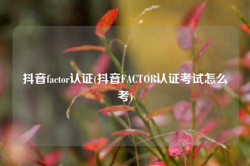 抖音factor认证(抖音FACTOR认证考试怎么考)