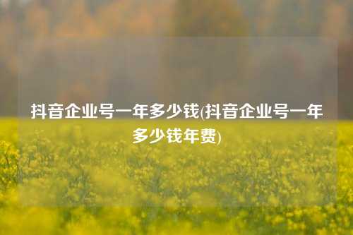 抖音企业号一年多少钱(抖音企业号一年多少钱年费)