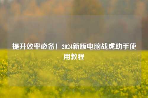 提升效率必备！2024新版电脑战虎助手使用教程