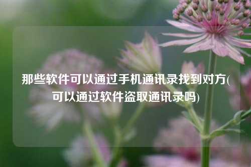 那些软件可以通过手机通讯录找到对方(可以通过软件盗取通讯录吗)