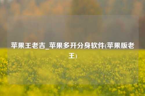 苹果王老吉_苹果多开分身软件(苹果版老王)