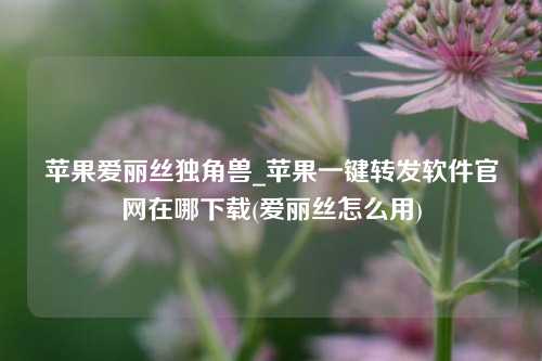 苹果爱丽丝独角兽_苹果一键转发软件官网在哪下载(爱丽丝怎么用)