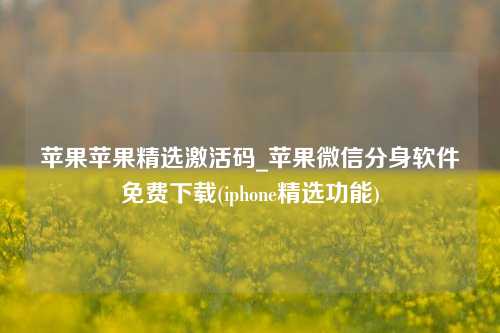 苹果苹果精选激活码_苹果微信分身软件免费下载(iphone精选功能)