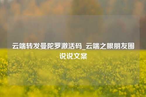 云端转发曼陀罗激活码_云端之眼朋友圈说说文案