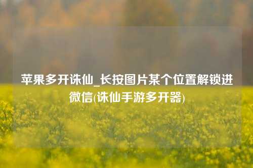 苹果多开诛仙_长按图片某个位置解锁进微信(诛仙手游多开器)