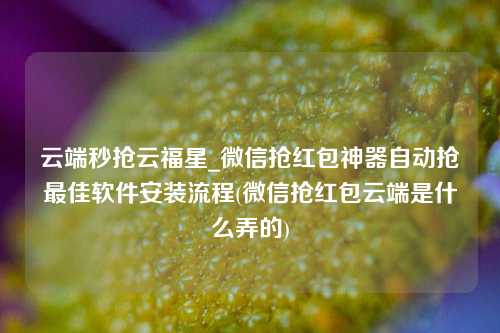 云端秒抢云福星_微信抢红包神器自动抢最佳软件安装流程(微信抢红包云端是什么弄的)