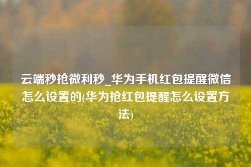 云端秒抢微利秒_华为手机红包提醒微信怎么设置的(华为抢红包提醒怎么设置方法)