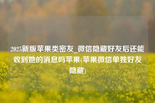 2025新版苹果类密友_微信隐藏好友后还能收到她的消息吗苹果(苹果微信单独好友隐藏)