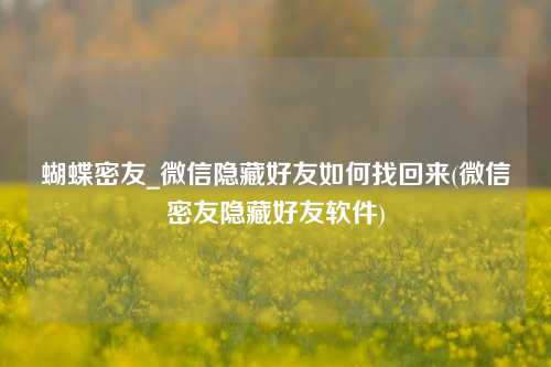 蝴蝶密友_微信隐藏好友如何找回来(微信密友隐藏好友软件)