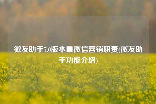 微友助手7.0版本■微信营销职责(微友助手功能介绍)