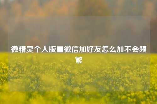 微精灵个人版■微信加好友怎么加不会频繁