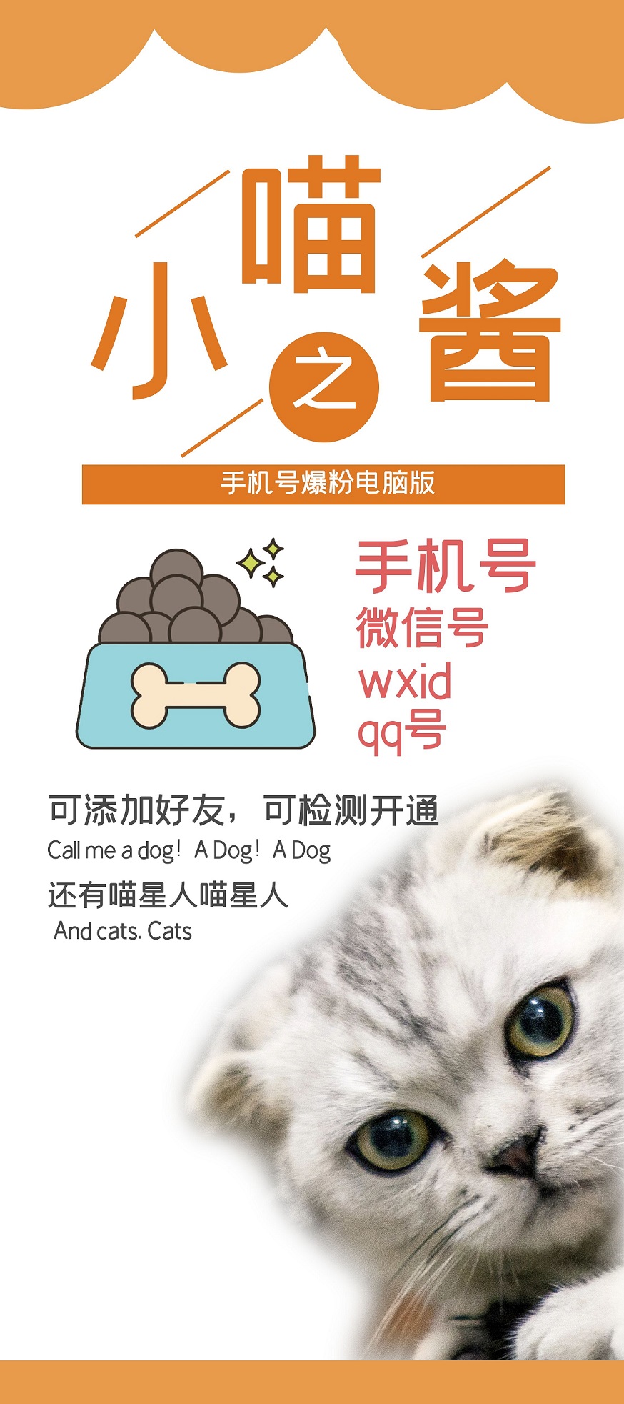 【小猫手机通讯录】小喵酱电脑版手机号QQ号wxid导入爆粉 批量检测开通