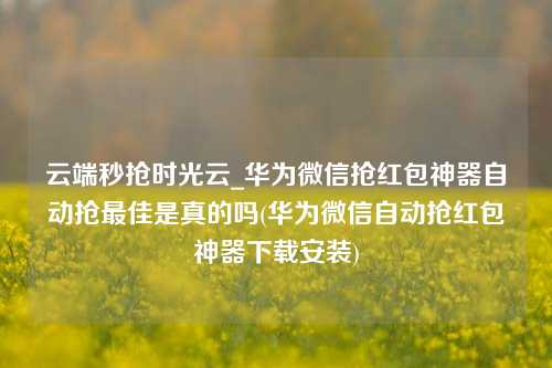 云端秒抢时光云_华为微信抢红包神器自动抢最佳是真的吗(华为微信自动抢红包神器下载安装)